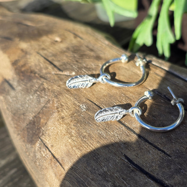 Feather Hoop Earrings