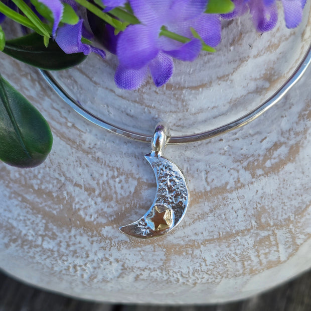 Ashes into Silver Crescent Moon Gold Star Bangle