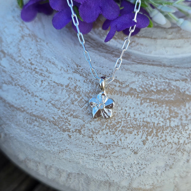 Ashes into Silver Forget me not Long Link Necklace