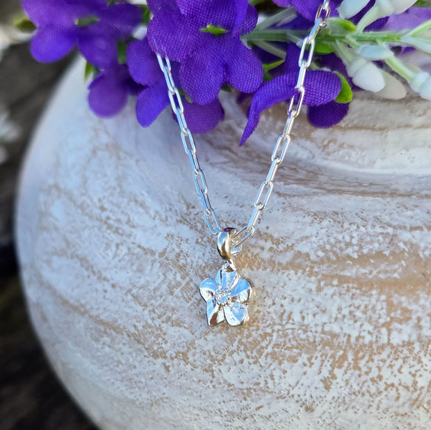 Ashes into Silver Forget me not Long Link Necklace