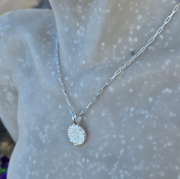 Ashes into Silver Disc Long Link Necklace