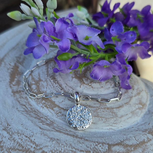 Ashes into Silver Disc Long Link Bracelet