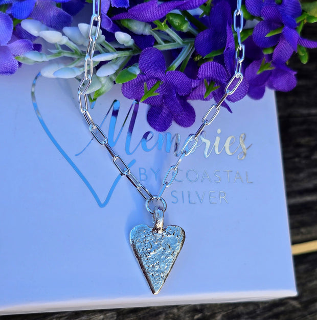 Ashes into Silver Endless Love Heart , on Chunky Long Link Necklace