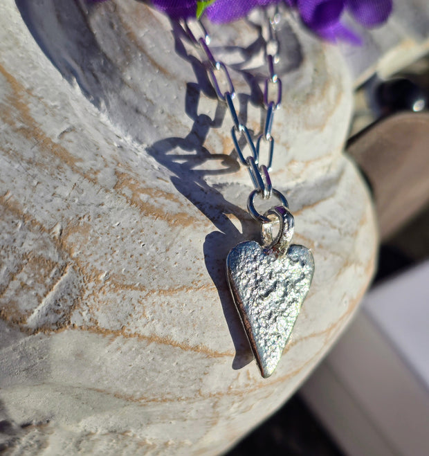 Ashes into Silver Endless Love Heart , on Chunky Long Link Necklace