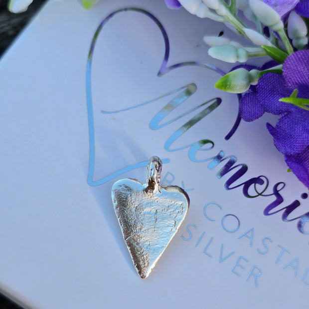 Ashes into Silver Endless Love Heart , on Chunky Long Link Necklace