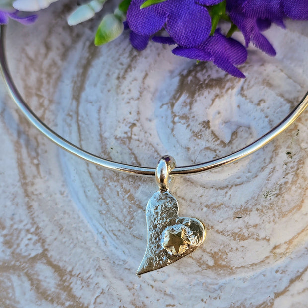 Ashes into Silver Together Forever with Gold Star Memory Bangle