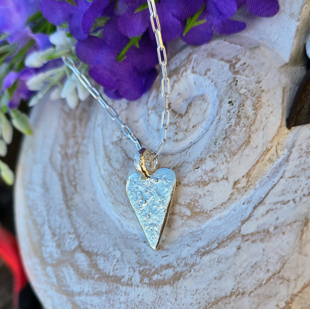 Ashes into Silver Endless Love Heart Long Link Necklace