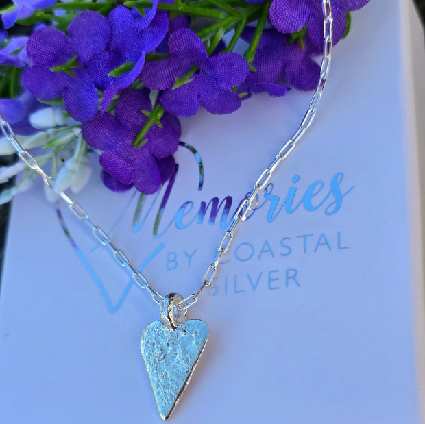 Ashes into Silver Endless Love Heart Long Link Necklace