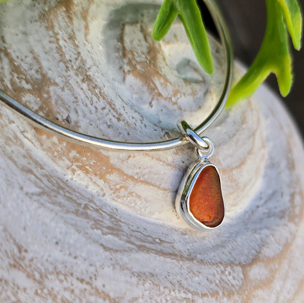 Flaming Sunset Sea Glass Bangle   315