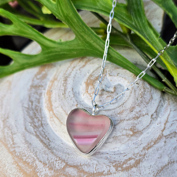 Pink Sky Sea Glass Necklace  302