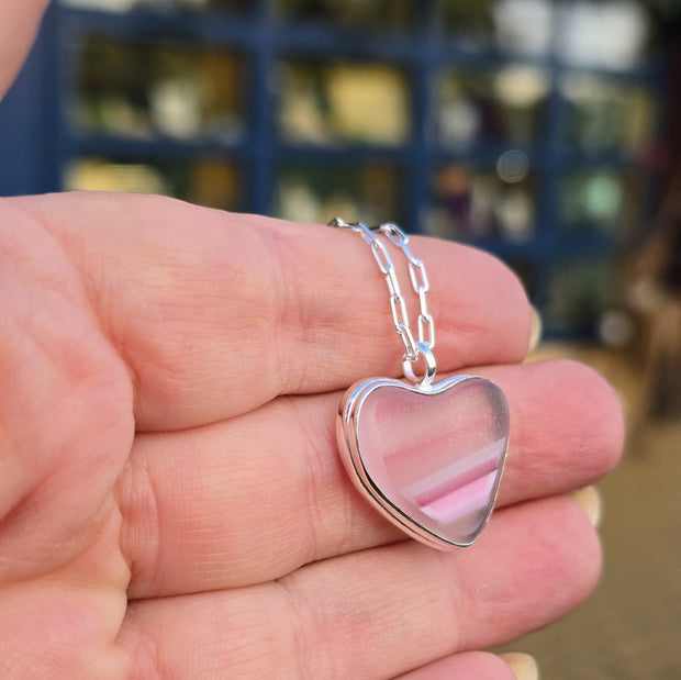 Pink Sky Sea Glass Necklace  302
