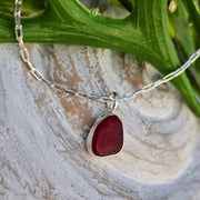 Ruby Red Sea Glass Necklace  303