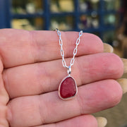 Ruby Red Sea Glass Necklace  303