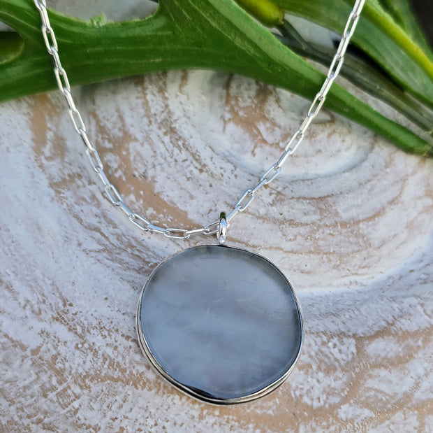 Blue Daffodil Sea Glass Necklace  304