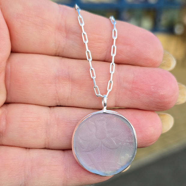 Blue Daffodil Sea Glass Necklace  304