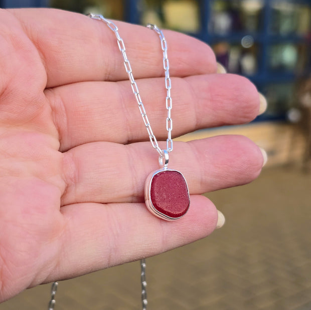 Red Dawn Sea Glass Necklace  305
