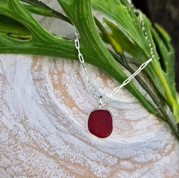 Red Dawn Sea Glass Necklace  305