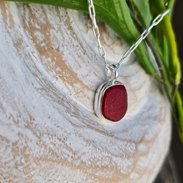 Red Dawn Sea Glass Necklace  305