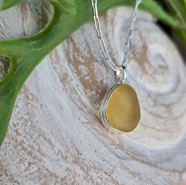 Lemon Sunset Sea Glass Necklace  309