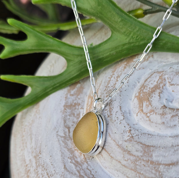 Lemon Sunset Sea Glass Necklace  309