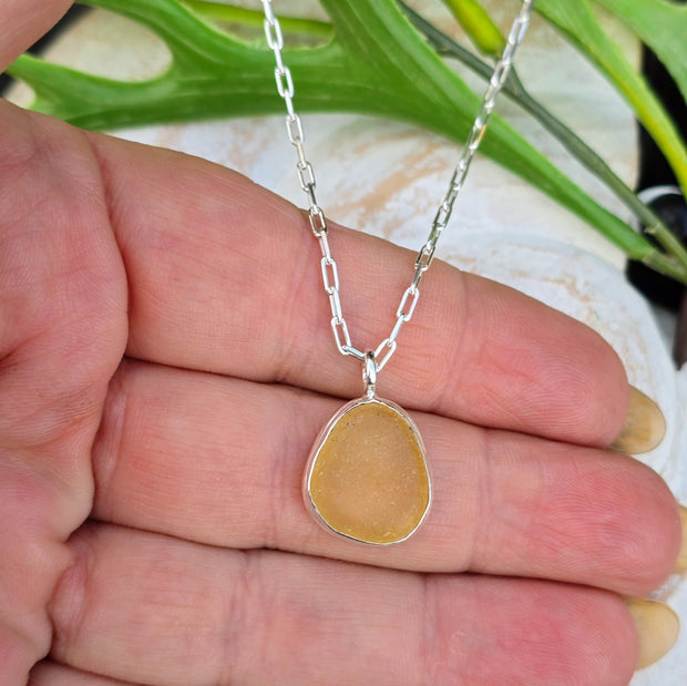 Lemon Sunset Sea Glass Necklace  309