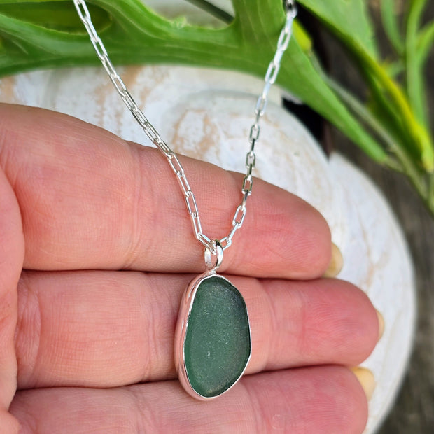 Teal Tide Sea Glass Necklace  313