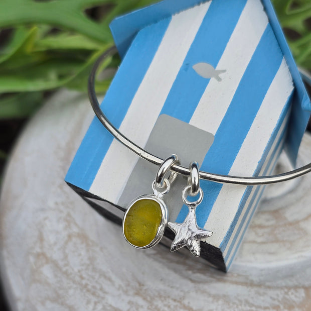 Sunrise Lagoon Sea Glass Bangle   77