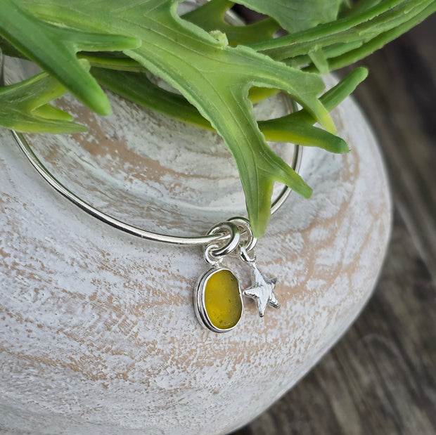 Sunrise Lagoon Sea Glass Bangle   77