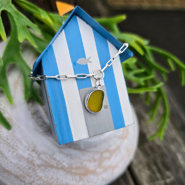 Sunshine Lagoon Sea Glass Long Link Bracelet  28