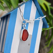 Red Sand Bay Sea Glass long Link Bracelet    29