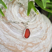 Red Sand Bay Sea Glass long Link Bracelet    29