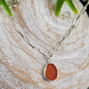 Amber Sunset Sea Glass long Link Bracelet    31