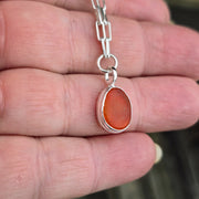 Amber Sunset Sea Glass long Link Bracelet    31