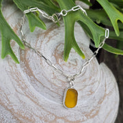 Sunset Glow Sea Glass long Link Bracelet    32