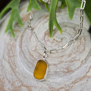 Sunset Glow Sea Glass long Link Bracelet    32