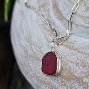 Sea Star Red Sea Glass long Link Bracelet    47