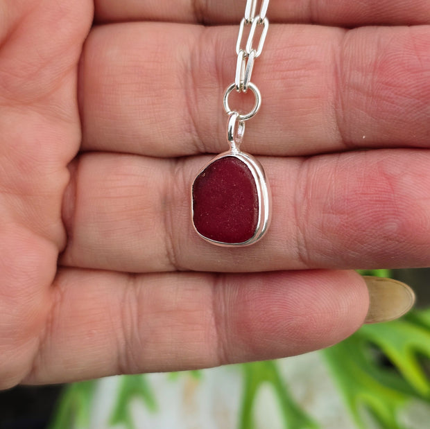 Sea Star Red Sea Glass long Link Bracelet    47