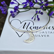 Ashes into Silver Crescent Moon Bangle