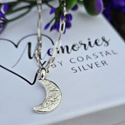 Ashes into Silver Crescent Moon, Chunky Long Link Necklace