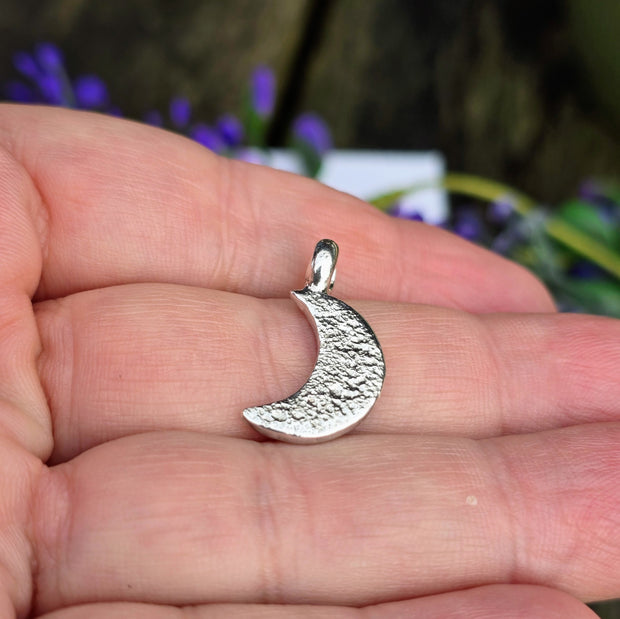 Ashes into Silver Crescent Moon Belcher Necklace