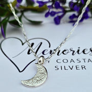 Ashes into Silver Crescent Moon Long Link Necklace