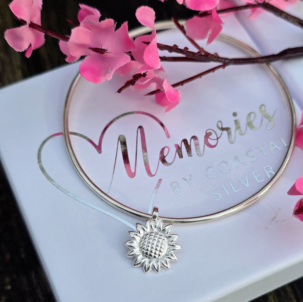 Ashes into Silver 'Sunflower' Bangle