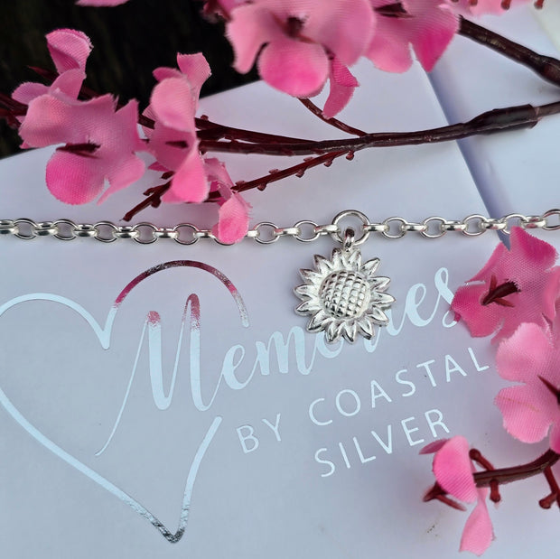 Ashes into Silver Sunflower Belcher Bracelet