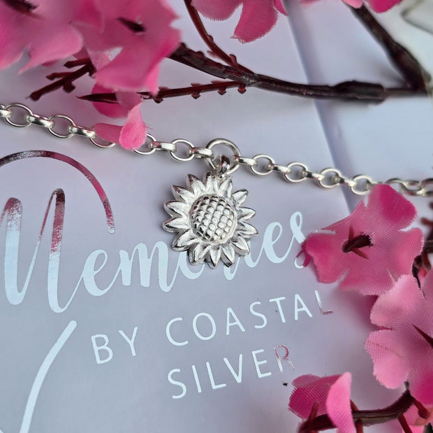 Ashes into Silver Sunflower Belcher Bracelet