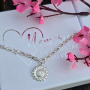 Ashes into Silver Sunflower Belcher Bracelet