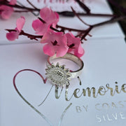 Ashes into Silver Sunflower Ring Flat Band