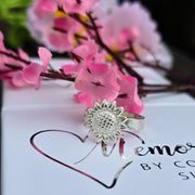 Ashes into Silver Sunflower Ring Flat Band