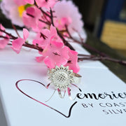 Ashes into Silver Sunflower Ring Flat Band