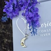 Ashes into Silver Crescent Moon Gold Star Long Link Necklace