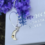 Ashes into Silver Crescent Moon Gold Star Long Link Necklace